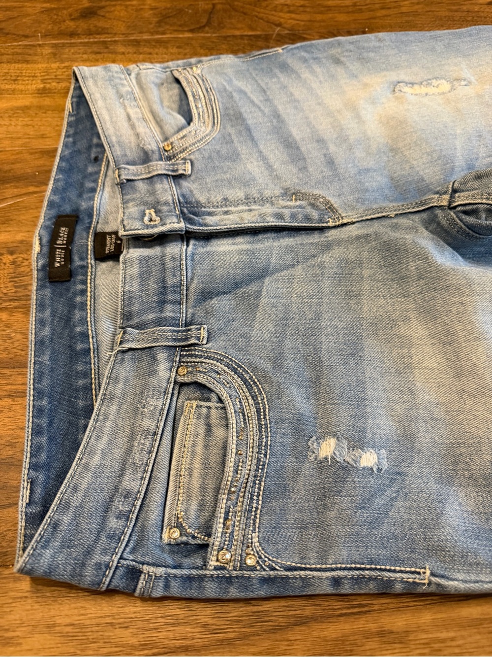 WHBM Distressed Straight Leg Cropped Ankle Jeans - Picture 5 of 7